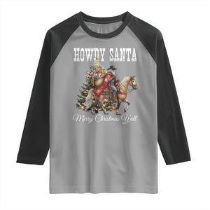 Black Santa Christmas Raglan Shirt African American Western Cowboy TS14 Sport Gray Black Print Your Wear
