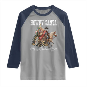 Black Santa Christmas Raglan Shirt African American Western Cowboy TS14 Sport Gray Navy Print Your Wear