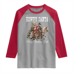 Black Santa Christmas Raglan Shirt African American Western Cowboy TS14 Sport Gray Red Print Your Wear