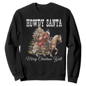 Black Santa Christmas Sweatshirt African American Western Cowboy - Print Your Wear