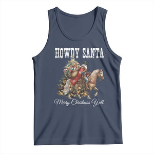 Black Santa Christmas Tank Top African American Western Cowboy TS14 Navy Print Your Wear
