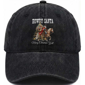 Black Santa Christmas Washed Cotton Baseball Cap African American Western Cowboy TS14 Washed Cap Universal Fit Black Print Your Wear