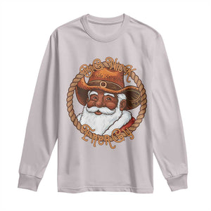 Black Santa Christmas Long Sleeve Shirt Big Nick Energy TS14 Ice Gray Print Your Wear