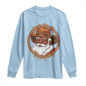 Black Santa Christmas Long Sleeve Shirt Big Nick Energy TS14 Light Blue Print Your Wear
