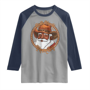 Black Santa Christmas Raglan Shirt Big Nick Energy TS14 Sport Gray Navy Print Your Wear