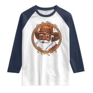 Black Santa Christmas Raglan Shirt Big Nick Energy TS14 White Navy Print Your Wear