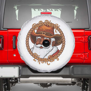 Black Santa Christmas Spare Tire Cover Big Nick Energy TS14 White Print Your Wear