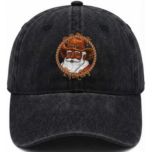 Black Santa Christmas Washed Cotton Baseball Cap Big Nick Energy TS14 Washed Cap Universal Fit Black Print Your Wear