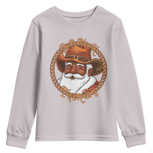 Black Santa Christmas Youth Sweatshirt Big Nick Energy TS14 Ice Gray Print Your Wear