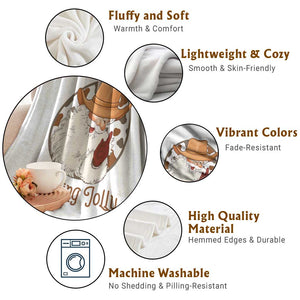 Black Cowboy Santa Christmas Throw Blanket Feeling Jolly TS14 Print Your Wear