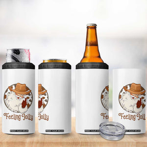 Black Cowboy Santa Christmas 4 in 1 Can Cooler Tumbler Feeling Jolly TS14 Print Your Wear