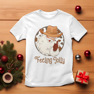 Black Cowboy Santa Christmas T Shirt Feeling Jolly TS14 White Print Your Wear