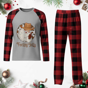 Black Cowboy Santa Christmas Plaid Pajama Set Feeling Jolly TS14 Buffalo Plaid Print Your Wear