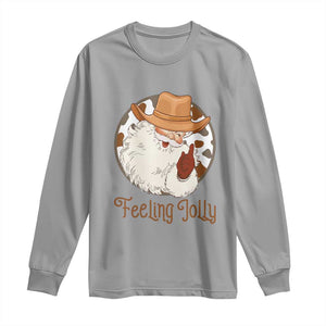 Black Cowboy Santa Christmas Long Sleeve Shirt Feeling Jolly TS14 Sport Gray Print Your Wear