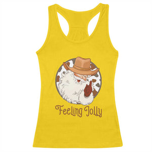 Black Cowboy Santa Christmas Racerback Tank Top Feeling Jolly TS14 Daisy Print Your Wear