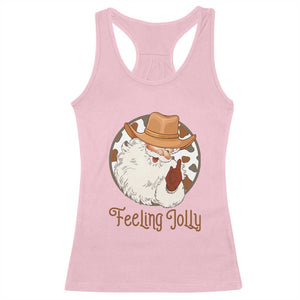 Black Cowboy Santa Christmas Racerback Tank Top Feeling Jolly TS14 Light Pink Print Your Wear