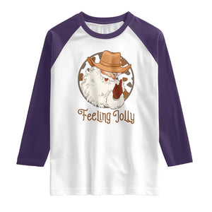Black Cowboy Santa Christmas Raglan Shirt Feeling Jolly TS14 White Purple Print Your Wear