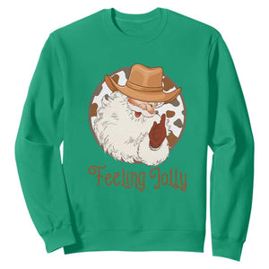 Black Cowboy Santa Christmas Sweatshirt Feeling Jolly TS14 Irish Green Print Your Wear