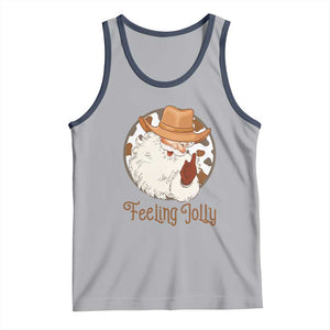 Black Cowboy Santa Christmas Tank Top Feeling Jolly TS14 Athletic Heather Navy Print Your Wear