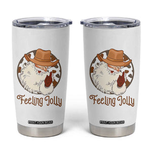 Black Cowboy Santa Christmas Tumbler Cup Feeling Jolly TS14 White Print Your Wear