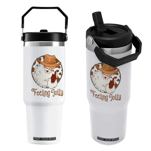 Black Cowboy Santa Christmas Flip Straw Tumbler Feeling Jolly TS14 One Size: 30 oz White Print Your Wear
