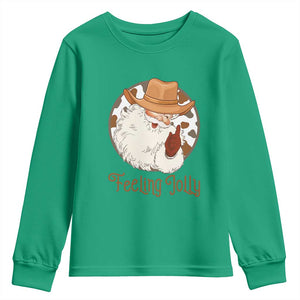 Black Cowboy Santa Christmas Youth Sweatshirt Feeling Jolly TS14 Irish Green Print Your Wear