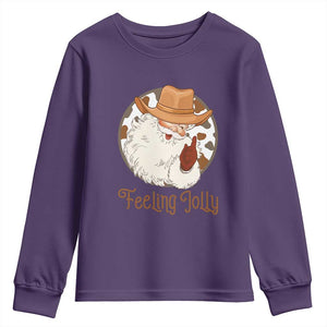 Black Cowboy Santa Christmas Youth Sweatshirt Feeling Jolly TS14 Purple Print Your Wear