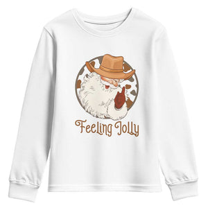 Black Cowboy Santa Christmas Youth Sweatshirt Feeling Jolly TS14 White Print Your Wear