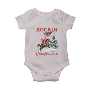 Cowboy Santa Western Christmas Baby Onesie Rockin Around The Xmas Tree TS14 Ice Gray Print Your Wear