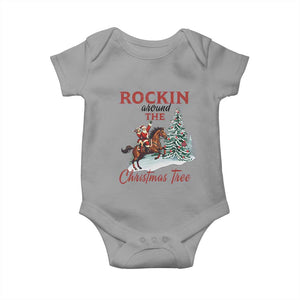 Cowboy Santa Western Christmas Baby Onesie Rockin Around The Xmas Tree TS14 Sport Gray Print Your Wear