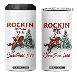Cowboy Santa Western Christmas 4 in 1 Can Cooler Tumbler Rockin Around The Xmas Tree TS14 One Size: 16 oz White Print Your Wear