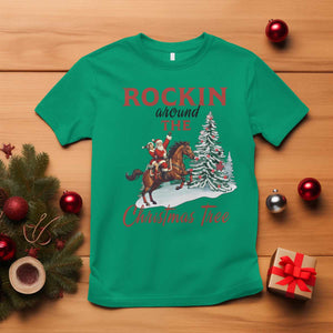 Cowboy Santa Western Christmas T Shirt Rockin Around The Xmas Tree TS14 Irish Green Print Your Wear