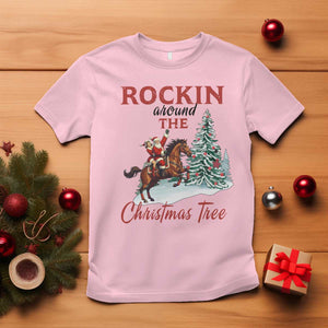 Cowboy Santa Western Christmas T Shirt Rockin Around The Xmas Tree TS14 Light Pink Print Your Wear