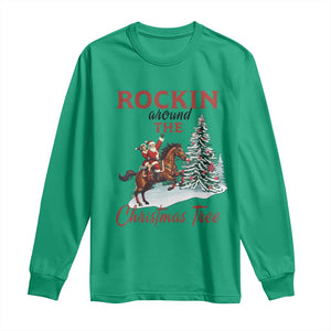 Cowboy Santa Western Christmas Long Sleeve Shirt Rockin Around The Xmas Tree TS14 Irish Green Print Your Wear
