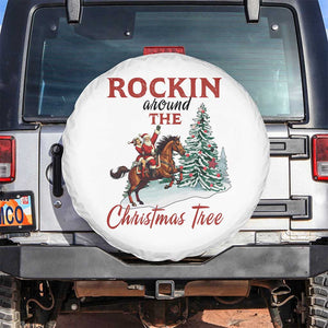 Cowboy Santa Western Christmas Spare Tire Cover Rockin Around The Xmas Tree TS14 No hole White Print Your Wear