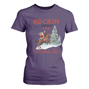Cowboy Santa Western Christmas T Shirt For Women Rockin Around The Xmas Tree TS14 Purple Print Your Wear
