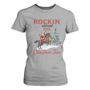 Cowboy Santa Western Christmas T Shirt For Women Rockin Around The Xmas Tree TS14 Sport Gray Print Your Wear