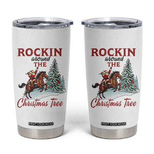 Cowboy Santa Western Christmas Tumbler Cup Rockin Around The Xmas Tree TS14 White Print Your Wear