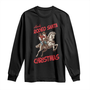 Black Cowboy Santa Christmas Long Sleeve Shirt African American Western TS14 Black Print Your Wear