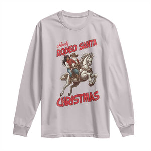 Black Cowboy Santa Christmas Long Sleeve Shirt African American Western TS14 Ice Gray Print Your Wear