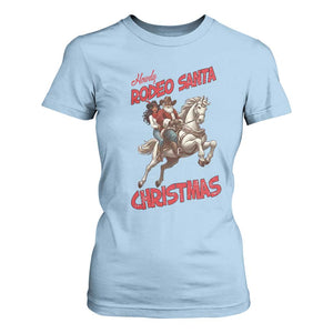 Black Cowboy Santa Christmas T Shirt For Women African American Western TS14 Light Blue Print Your Wear