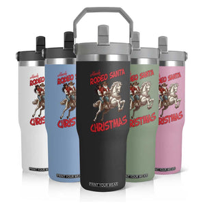 Black Cowboy Santa Christmas Flip Straw Tumbler African American Western - Print Your Wear