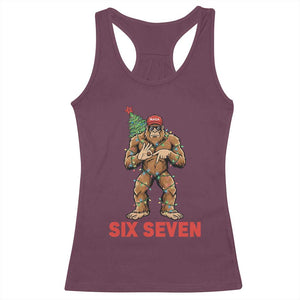 67 Six Seven Racerback Tank Top Funny Bigfoot Trump Support Christmas TS14 Maroon Print Your Wear