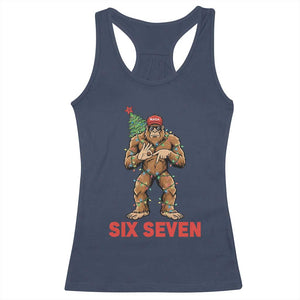 67 Six Seven Racerback Tank Top Funny Bigfoot Trump Support Christmas TS14 Navy Print Your Wear
