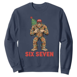 67 Six Seven Sweatshirt Funny Bigfoot Trump Support Christmas TS14 Navy Print Your Wear