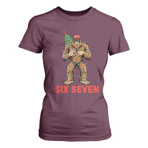 67 Six Seven T Shirt For Women Funny Bigfoot Trump Support Christmas TS14 Maroon Print Your Wear