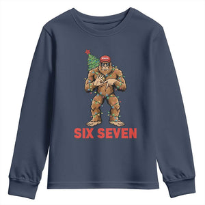 67 Six Seven Youth Sweatshirt Funny Bigfoot Trump Support Christmas TS14 Navy Print Your Wear