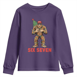 67 Six Seven Youth Sweatshirt Funny Bigfoot Trump Support Christmas TS14 Purple Print Your Wear