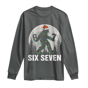 67 Six Seven Long Sleeve Shirt Funny Bigfoot Christmas Sasquatch Moon TS14 Dark Heather Print Your Wear