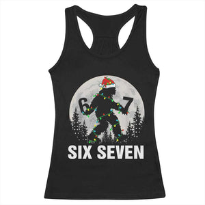 67 Six Seven Racerback Tank Top Funny Bigfoot Christmas Sasquatch Moon TS14 Black Print Your Wear